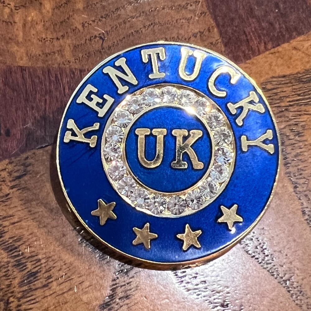 Vintage GARNAY UK Pin Brooch University of Kentucky Wildcats Faux Diamonds